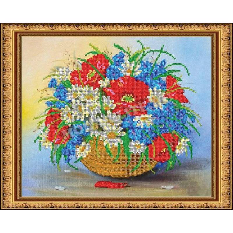 «Светлица» набор для вышивания бисером №253 «Полевой букет» бисер Чехия 24x30см
