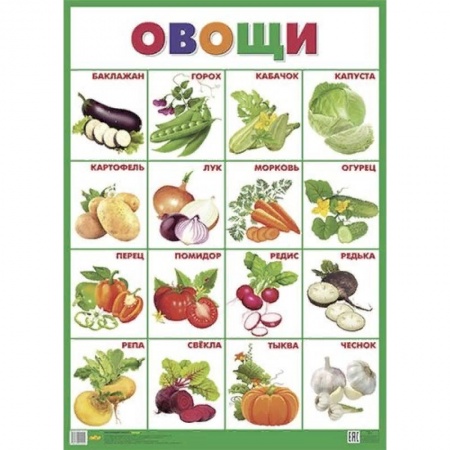 Знакомство с миром, развитие малыша, книга Плакат. Овощи купить по скидке