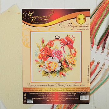 Набор для вышивания крестом 'Розы для мастерицы', 25x25 см