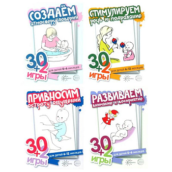 Первый год жизни (игры для детей от рождения до года) (комплект из 4 наборов карточек)