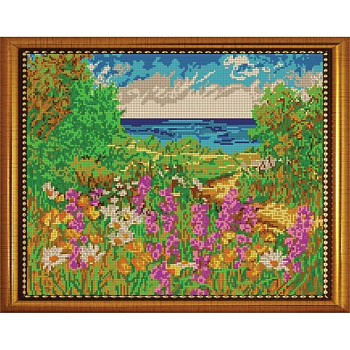 ВЛ-030П 'Русское поле' 38x30см набор на атласе для вышивания чешским бисером 'Вышивочка'