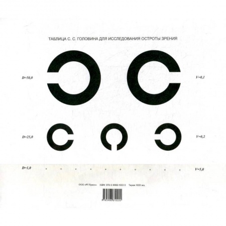 Офтальмология, книга Таблица Головина для исследования остроты зрения купить по скидке